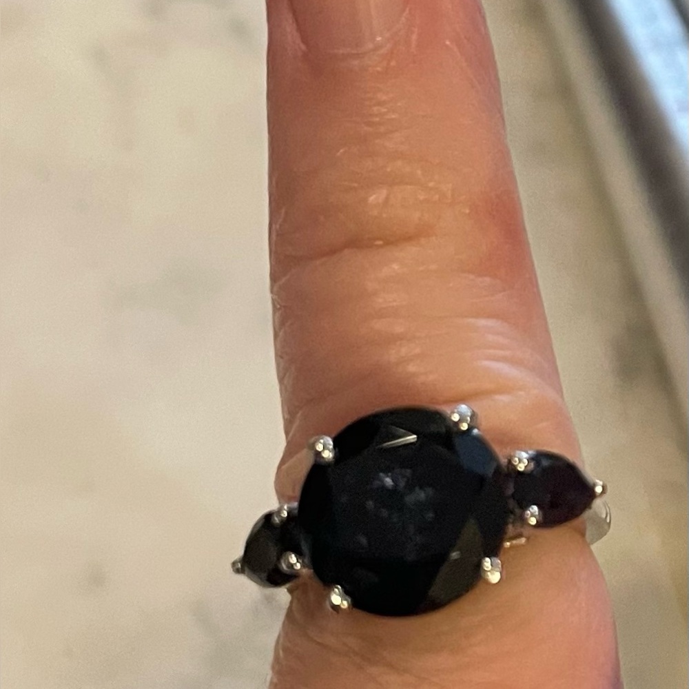 925 Sterling Silver Black Tourmaline Ring Size 6 - Picture 9 of 10
